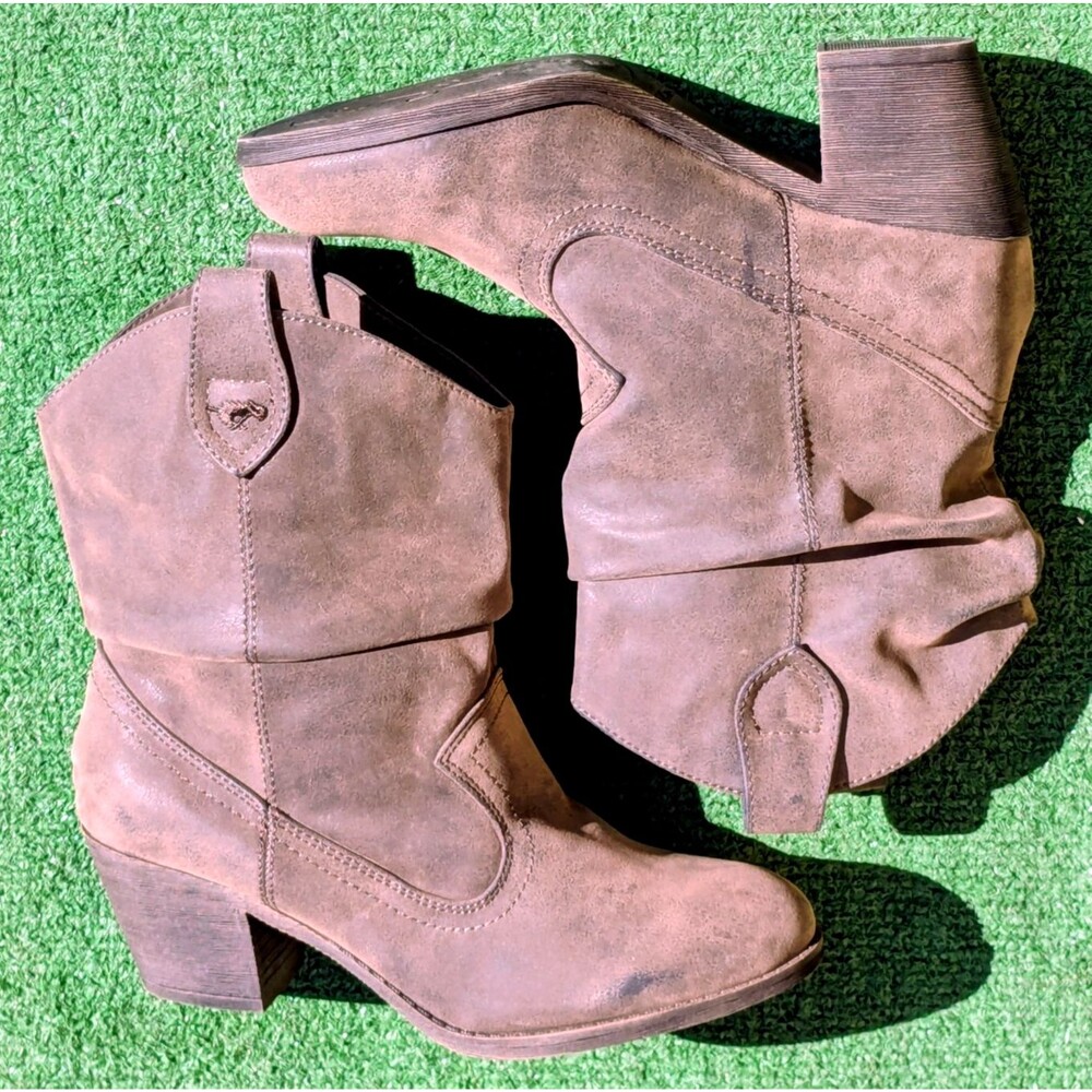 Sheriff Western Rocket Dog Slouch Ankle Boots Womens 7.5 Brown Synthetic Leather - Picture 3 of 10